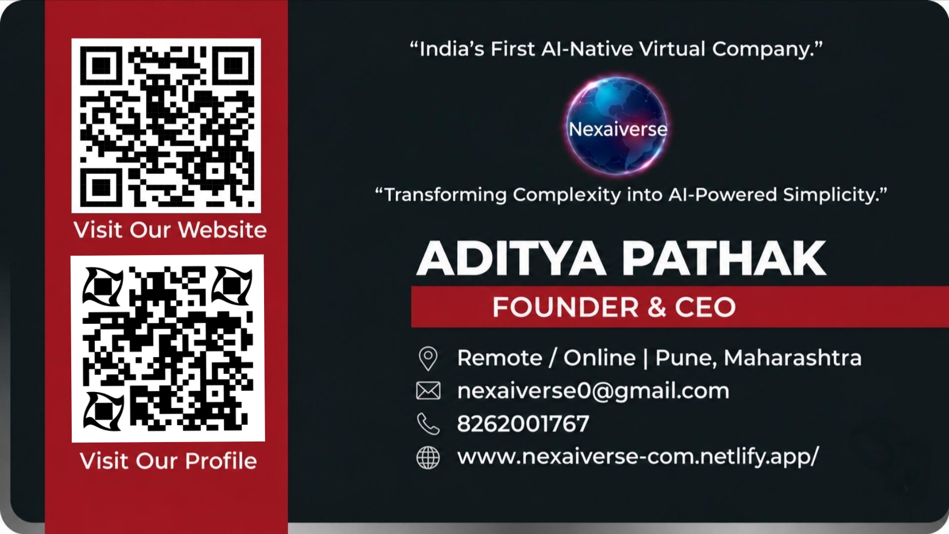 Nexaiverse visiting card preview